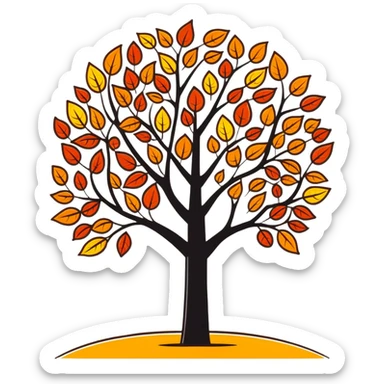 tree in the fall with colorful autumn leaves sticker
