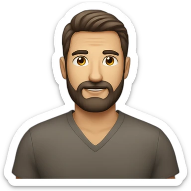 Hombre de 40 años pelo muy corto y barba recortada con los ojos marrones y una talla en la cabeza sticker