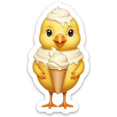 Pollito con helado sticker