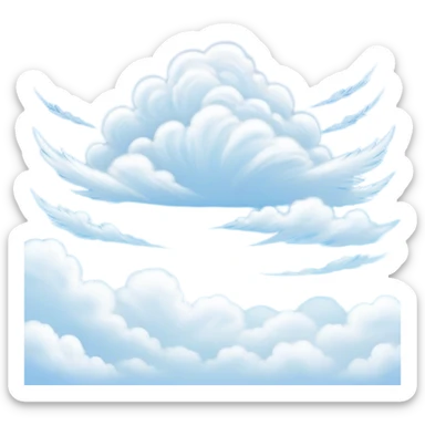Cinematic Realistic Cirrus Emoji, High and wispy, with thin, delicate clouds stretching across the sky like brush strokes of white. The light, feathery clouds suggest clear weather and distant horizons, evoking a sense of tranquility. Soft glowing outline, capturing the essence of serene skies and airy beauty in a graceful cirrus cloud! sticker