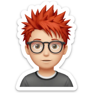 red spiky haired kid with glasses sticker