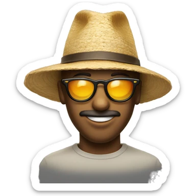 Emoji de visage avec des lunettes de soleil et un chapeau  sticker