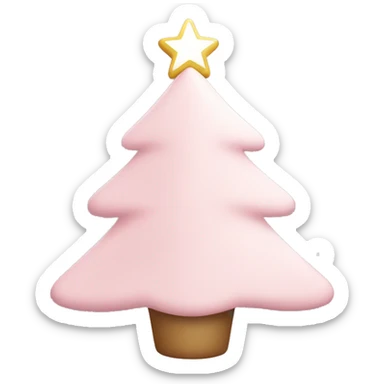 Light pink christmas tree with white ornaments and star sticker