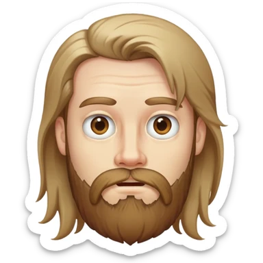 pale guy with beard and long hair looking stupid sticker