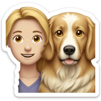 White couple with brown hair and their golden retriever  sticker