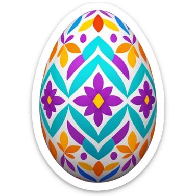 decor egg, symmetry pattern, colorful sticker