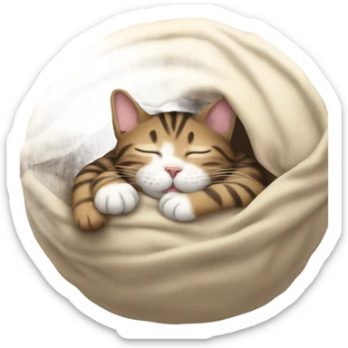 Tabby cat asleep curled in a ball sticker