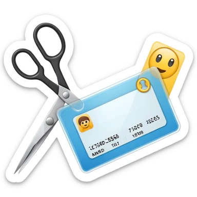 Scissors cutting ID card in half sticker