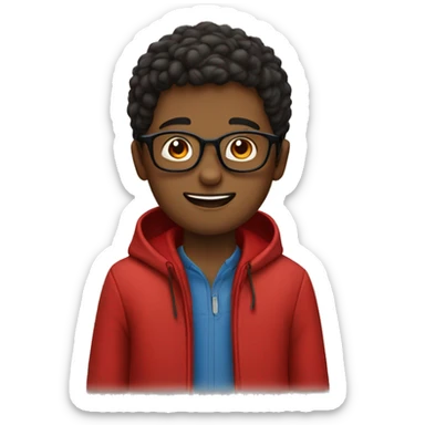 Boy in glasses and red coat sticker