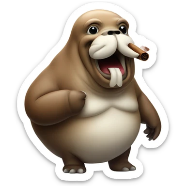 Walrus smoking a cigar sticker