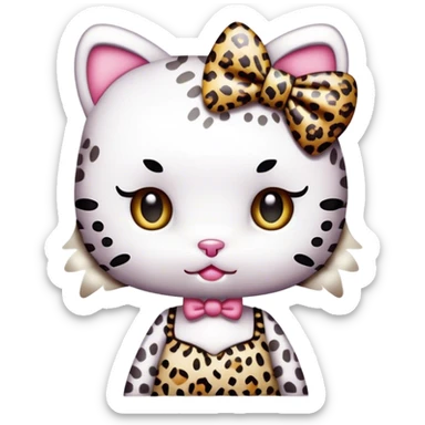 Hello kitty white leopard dress leopard bow sticker