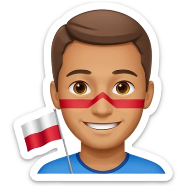 ultra realistic polish man with two-colored poland flag sticker