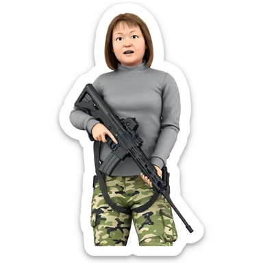 girl with guns and flags sticker