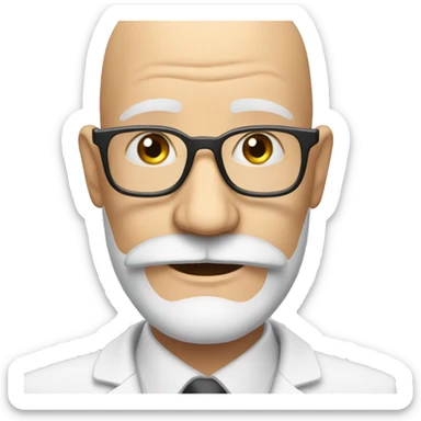 old bald professor with a beard and mustache in rectangular glasses smiles sticker