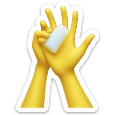 yellow hands reaching out with soap sticker