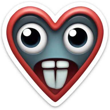 heart with a weird creepy face sticker