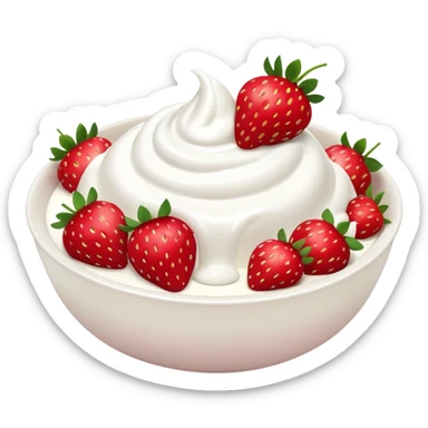 A bowl of strawberries with yogurt. sticker