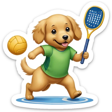 Dog playing pickleball sticker