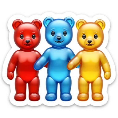 Three gummy bears holding hands sticker