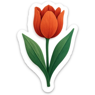 very detailed tulip flower, intricate cut paper textures, vibrant colors, realistic petals and leaves sticker