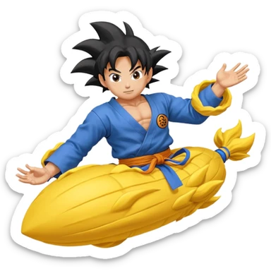 Nube voladora dorada o amarilla de Goku o Goku en nube voladora sticker