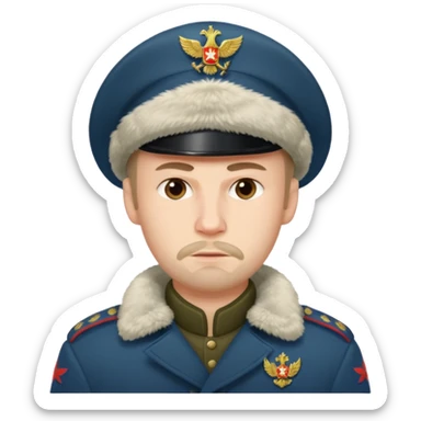 crazy russian soldier man with ushanka sticker