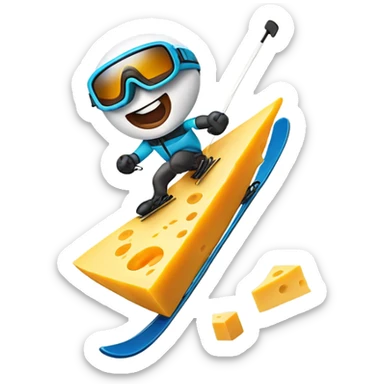 Skiing cheese  sticker