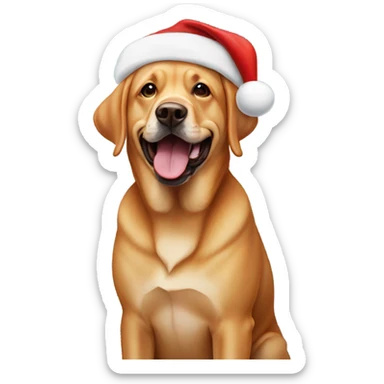 Red English lab wearing a Santa hat with it’s tongue out sticker