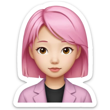 An Asian girl with pink-blonde hair sticker