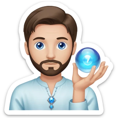 male psychic holding magic glass ball sticker