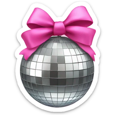 Disco ball with a pink bow  sticker