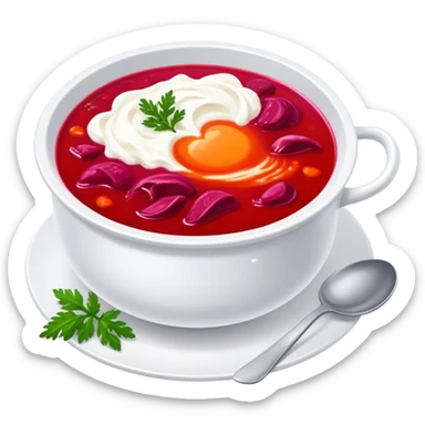 Borscht with sour cream  sticker