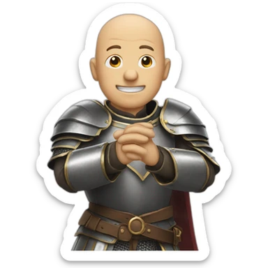A old knight bald clapping hands sticker