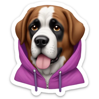 Purple and pink, Saint Bernard wearing a hoodie sticker