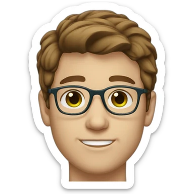 eyeglass brown haired 20 year old guy with blue-green eyes sticker