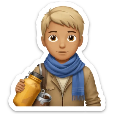 Boy + scarf + canteen,Desert Nomads. sticker