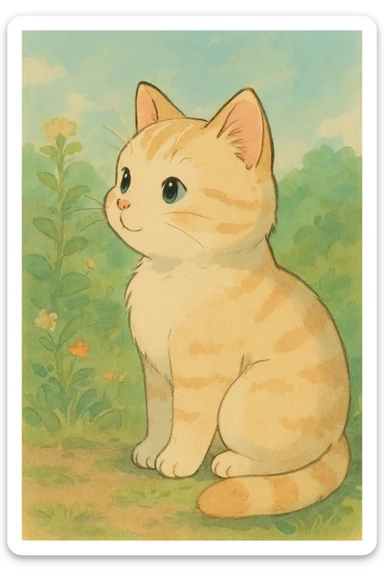 cute cat in profile, soft colors, gentle expression sticker