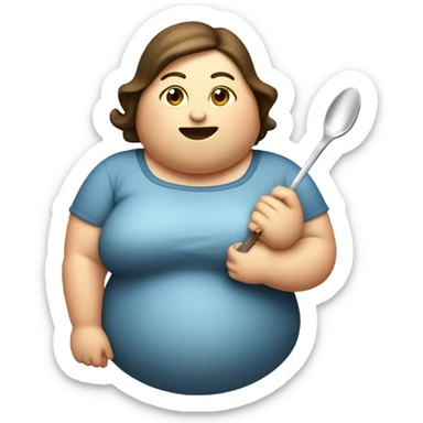 Fat girl with a spoon and lighter with sugar on her spoon and her lighter under it  sticker