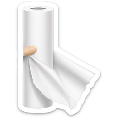 Drawing: a man's hand pulls a white paper napkin out of a round small hole of a polyethylene dispenser in the form of a cylinder sticker