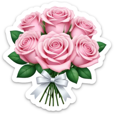 A sparkly romantic beautiful cute pretty aesthetic soft-pink rose bouquet with a ribbon sticker
