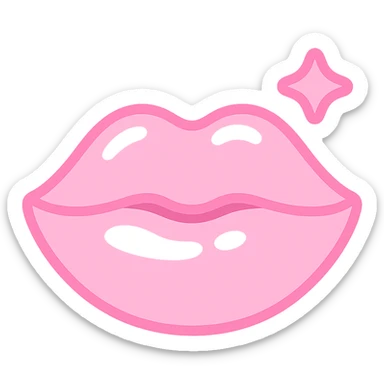 kawaii style baddie TikTok Bratz Y2K pink lips, 3D glossy, outlined, sticker-like, pastel pinks, neon accents, white or transparent background, 512x512px sticker