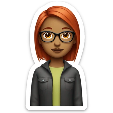 girl with glasses and earrings and straight middle length red hair sticker