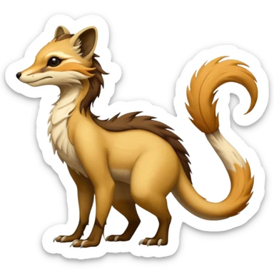 Cool furry fantasy-Vernid-creature by LiLaiRa with a long tufted tail (full body) sticker