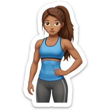 Gym girl tan skin and brown long hair  sticker