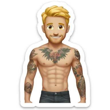Shirtless white male tattoos sticker