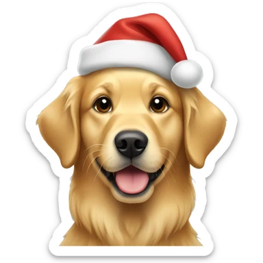 golden retriever with christmas hat  sticker