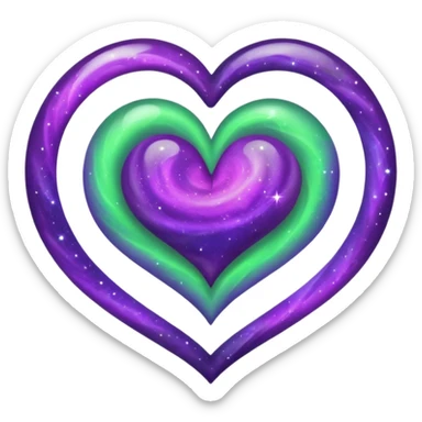 green and purple galaxy heart sticker