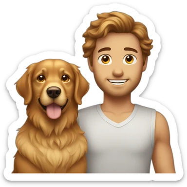 brown haired guy with golden retriever sticker