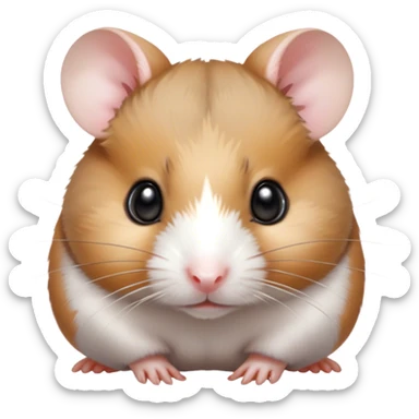 Cinematic Noble Brown and White Banded Hamster Portrait Emoji, Poised and regal, with a tiny, compact build and a uniquely patterned coat of warm brown and crisp white bands, deep-set soulful dark eyes, Simplified yet sharp and sophisticated features, highly detailed, glowing with a soft, dignified glow, high shine, intelligent and charming, stylized with an air of distinctive elegance, focused and attentive, soft glowing outline, capturing the essence of a watchful and confident rodent, so majestic it feels as though it could scurry out of the screen with effortless authority! sticker