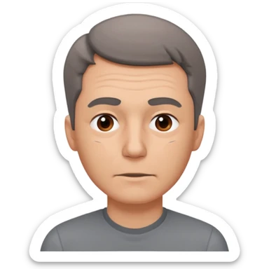 a man teacher, head is rotated 40 degrees, with an aching logo beside the neck sticker